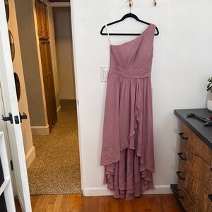 JJs House Dusty Rose One-Shoulder High-Low Chiffon Dress